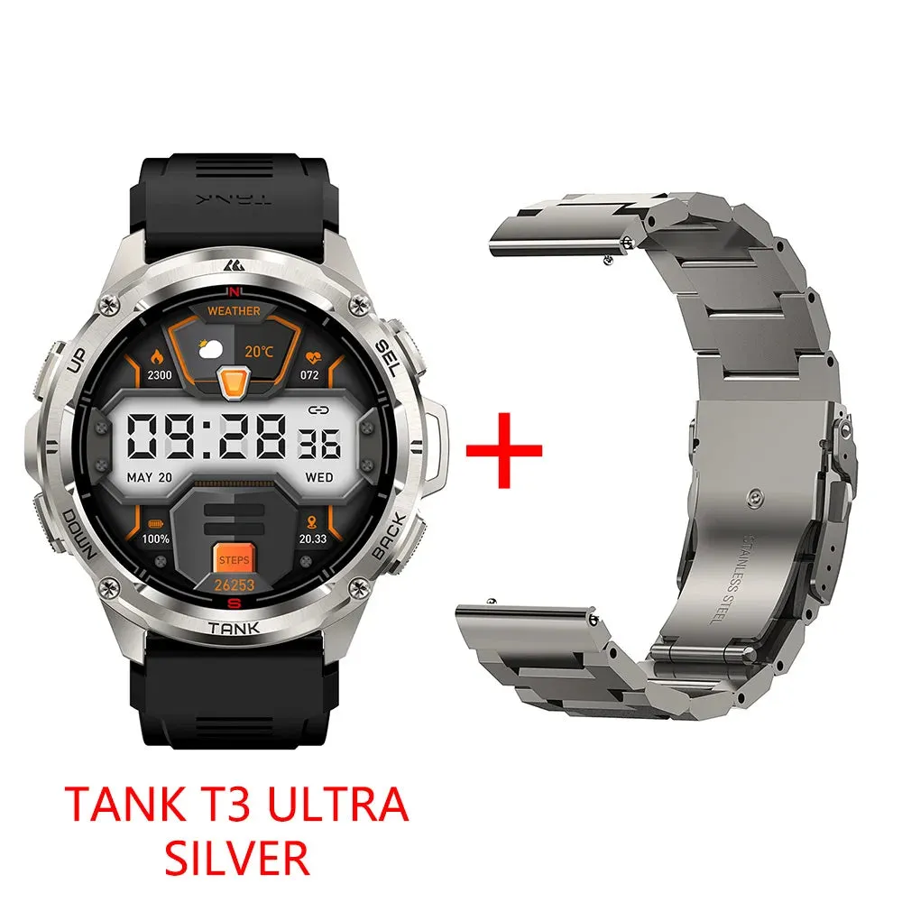 2024 Original KOSPET TANK T3 Ultra GPS Smartwatch Mens Rugged Smart Watches Women Military Electronic Waterproof Digital Watch