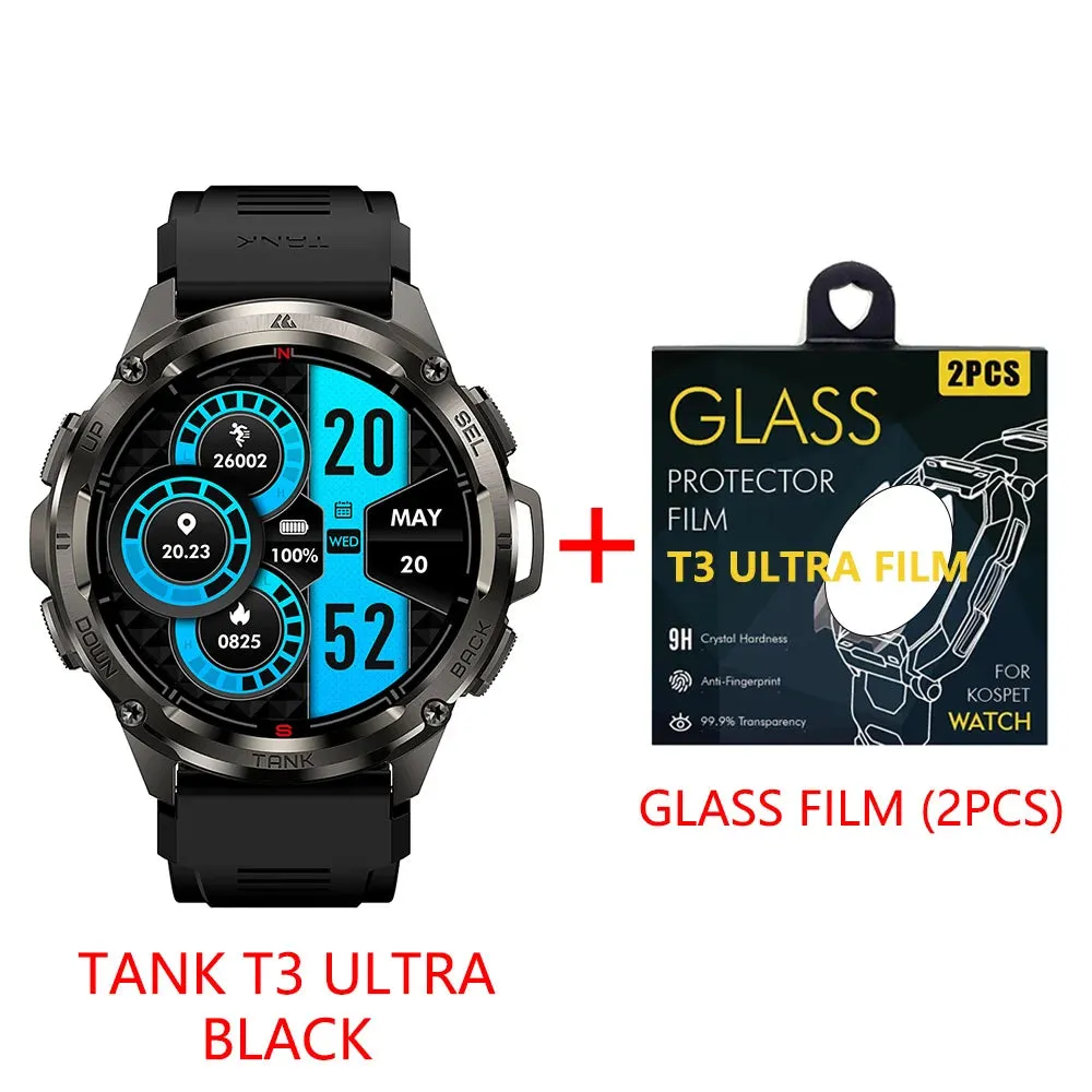 2024 Original KOSPET TANK T3 Ultra GPS Smartwatch Mens Rugged Smart Watches Women Military Electronic Waterproof Digital Watch