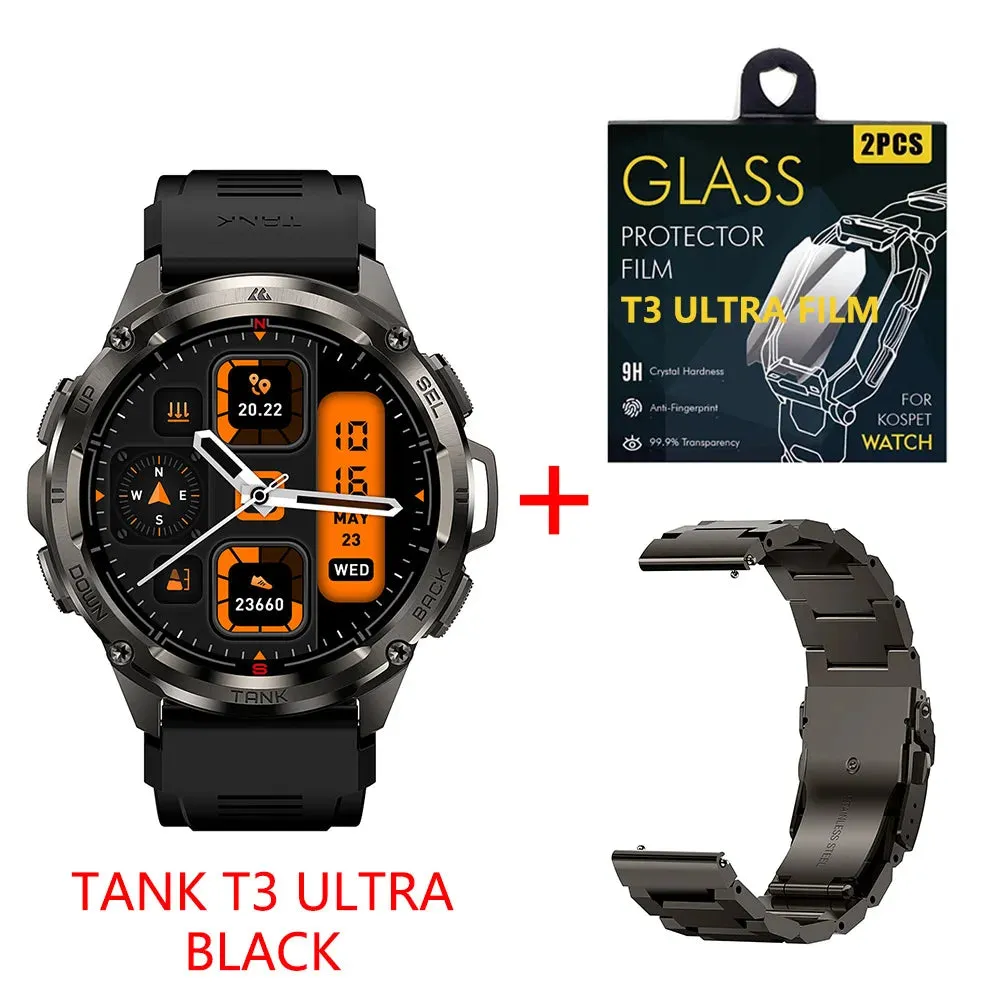 2024 Original KOSPET TANK T3 Ultra GPS Smartwatch Mens Rugged Smart Watches Women Military Electronic Waterproof Digital Watch