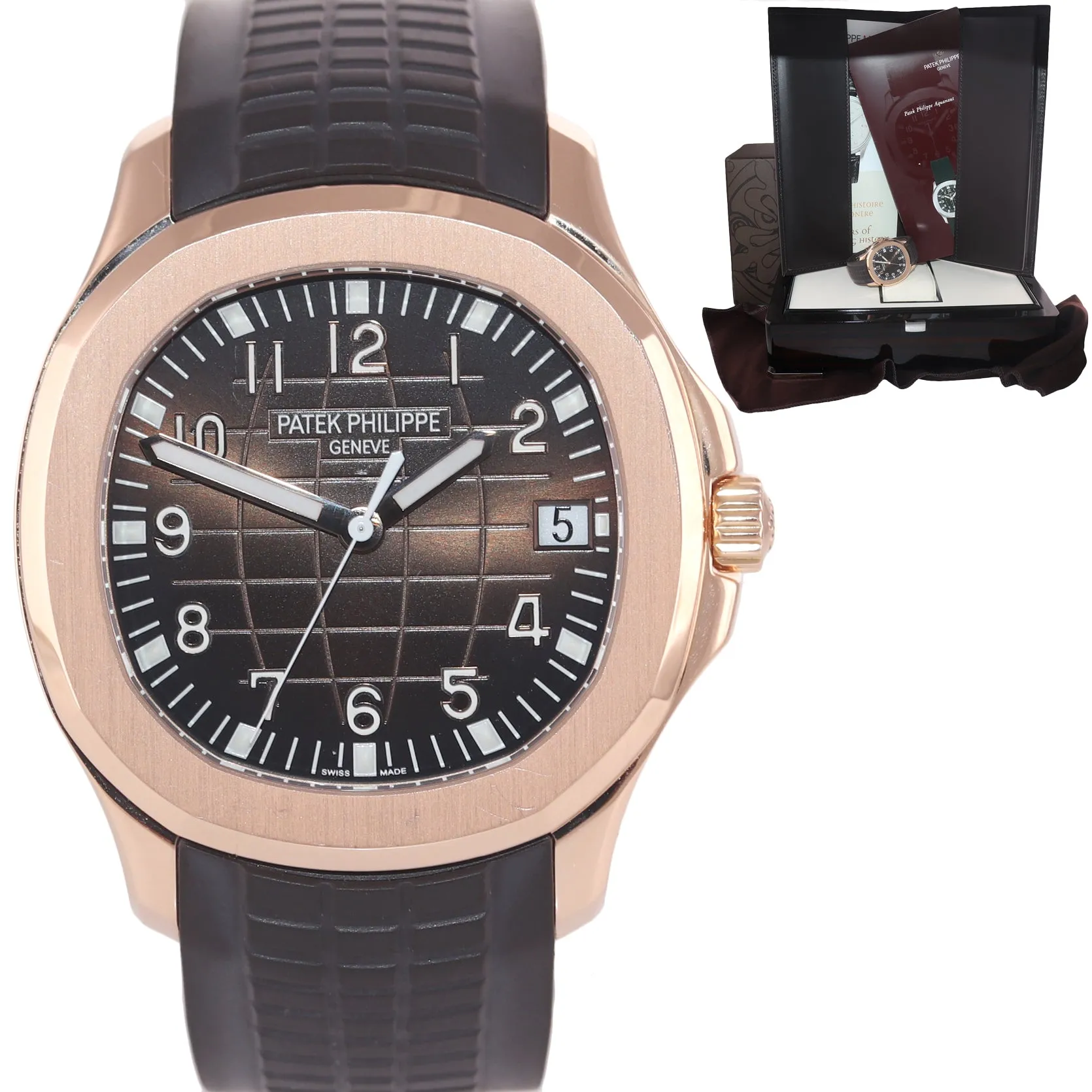 5167R Patek Philippe Aquanaut Rose Gold Brown 40mm Tropical Rubber Watch Box