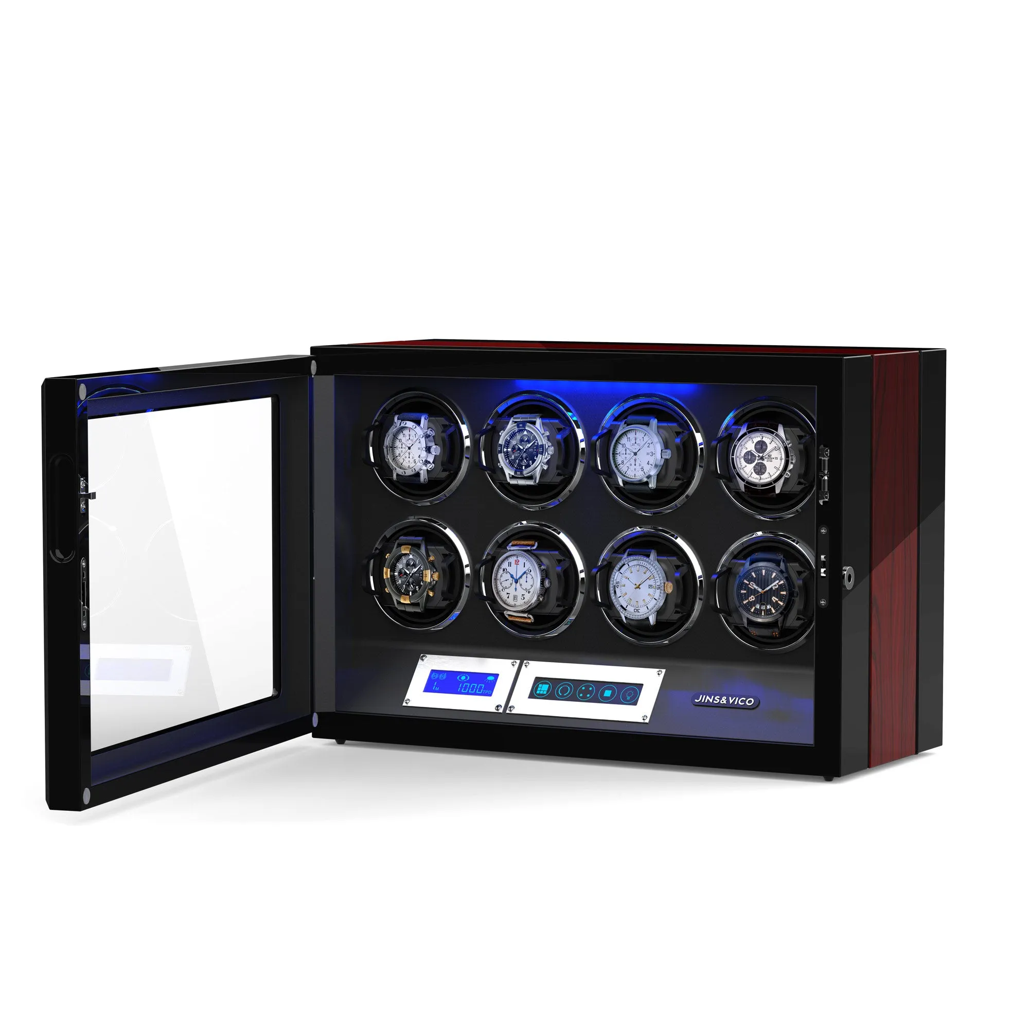 8 Automatic Watch Winder with LCD Touch Screen, Wooden