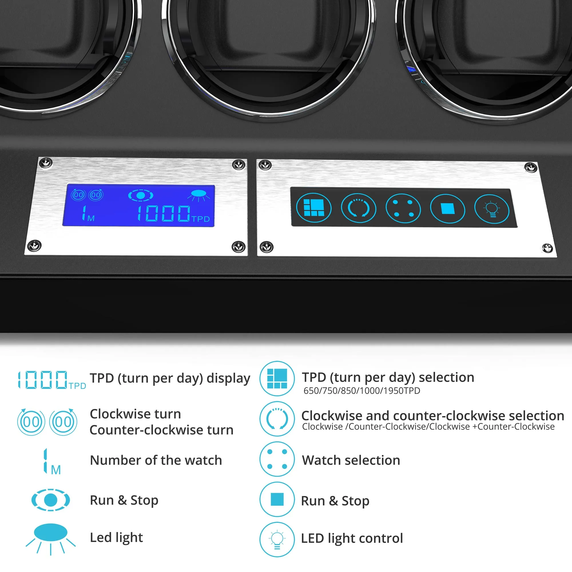 8 Automatic Watch Winder with LCD Touch Screen, Wooden