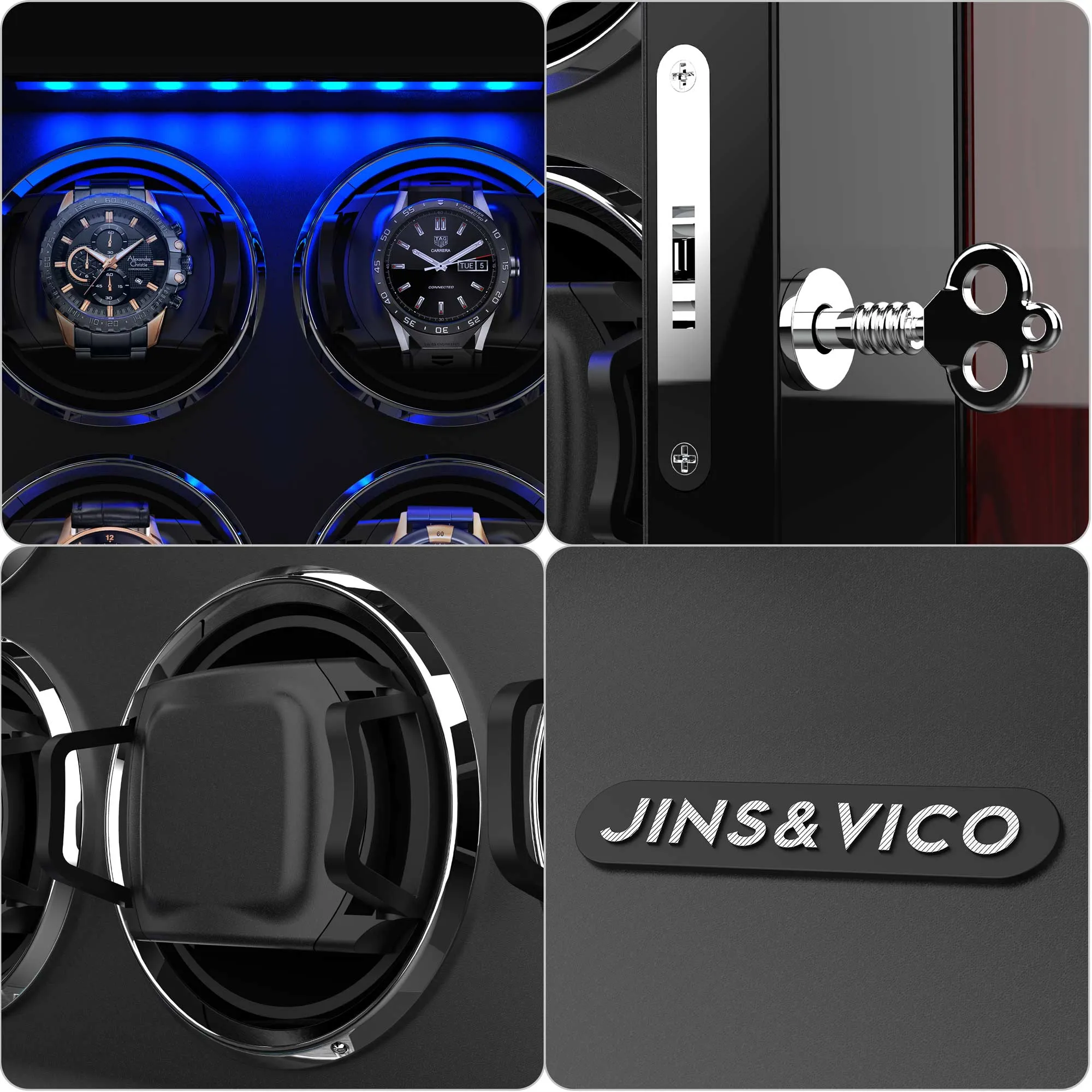 8 Automatic Watch Winder with LCD Touch Screen, Wooden