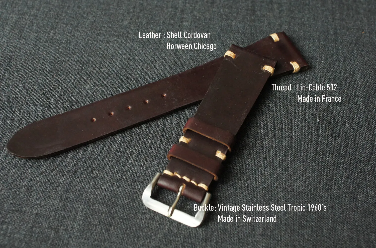 #8 BURGUNDY HORWEEN SHELL CORDOVAN CUSTOM MADE STRAP