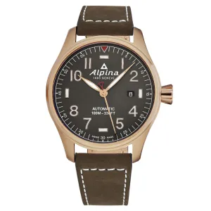Alpina Startimer Pilot Automatic 44mm Stainless Steel & Brown Leather Watch