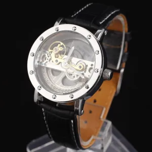 Antique Tourbillon Luxury Men's Automatic Watches Transparent Mechanical WristWatch relogios masculino Male Leather Strap New