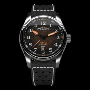 ARMAND NICOLET MM2 MEN'S AUTOMATIC BLACK STRAP BLACK DIAL WATCH