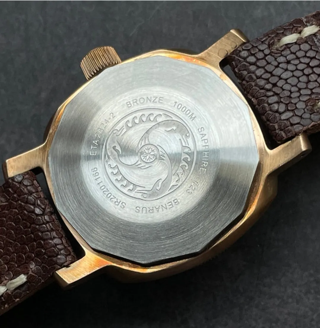 Benarus Moray Watch 38 bronze brushed teal C3 lume