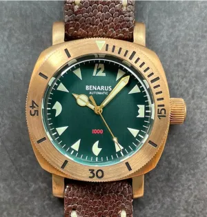 Benarus Moray Watch 38 bronze brushed teal C3 lume