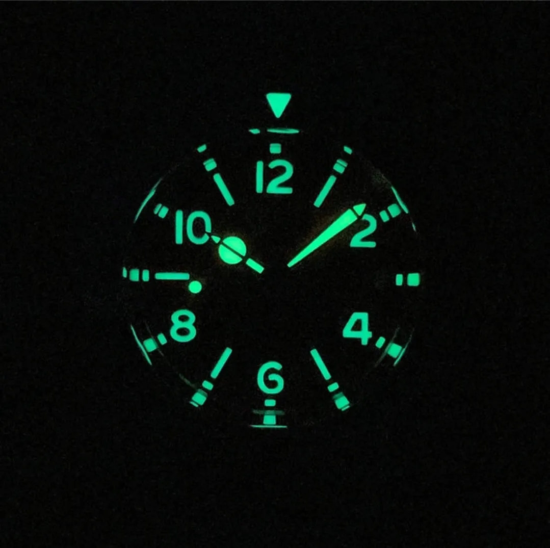 Benarus Moray Watch 38 steel orange numbers dial C3 lume date