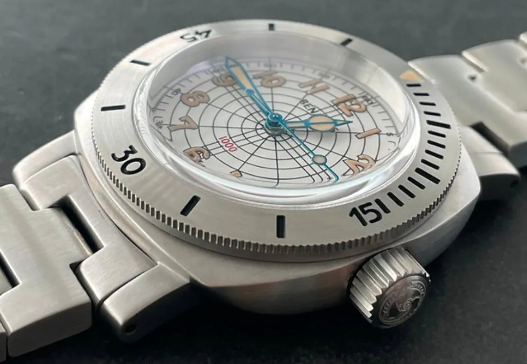 Benarus Moray Watch 38 steel silver dial vintage lume