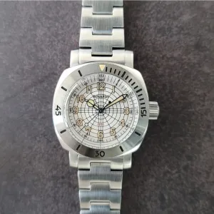 Benarus Moray Watch 38 steel silver dial vintage lume