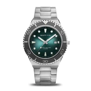 BERING Classic Polished/Brushed Silver 40mm Green Dial Men's Watch 18940-708