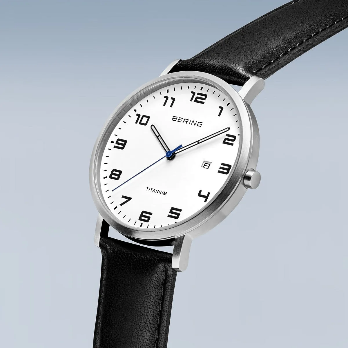 BERING Titanium Brushed Silver 40mm Black Strap Men's Watch 18640-404