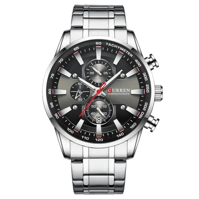 Black Gold Men Fashion Quartz Sports Stainless Steel Male Watch