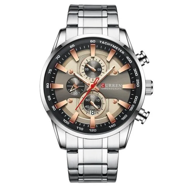 Black Gold Men Fashion Quartz Sports Stainless Steel Male Watch