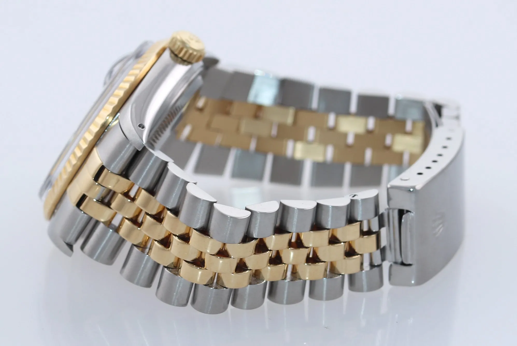 Blue Rolex DateJust 16013 two tone Yellow Gold Steel Fluted Jubilee Watch Box