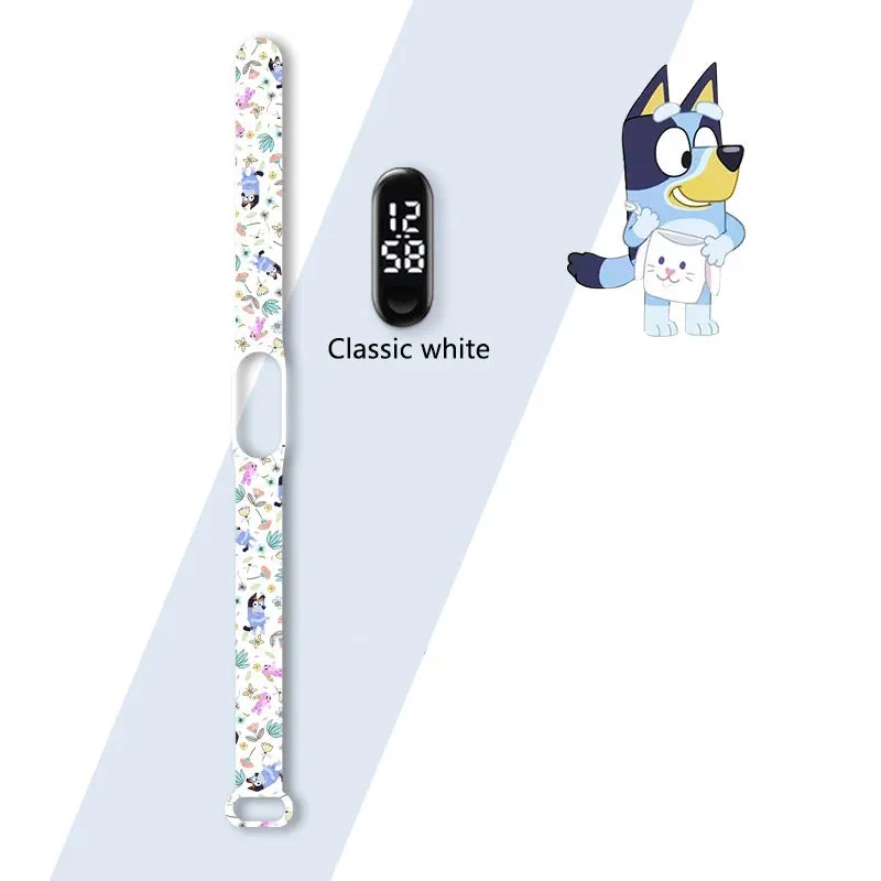 Bluey Kids' Watches Bingo Anime LED Luminous Watch Waterproof Electronic Sports Silicone Watch for Kids Birthday Gift