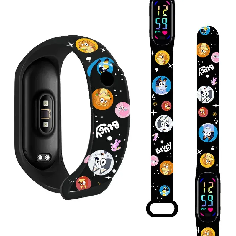 Bluey Kids' Watches Bingo Anime LED Luminous Watch Waterproof Electronic Sports Silicone Watch for Kids Birthday Gift