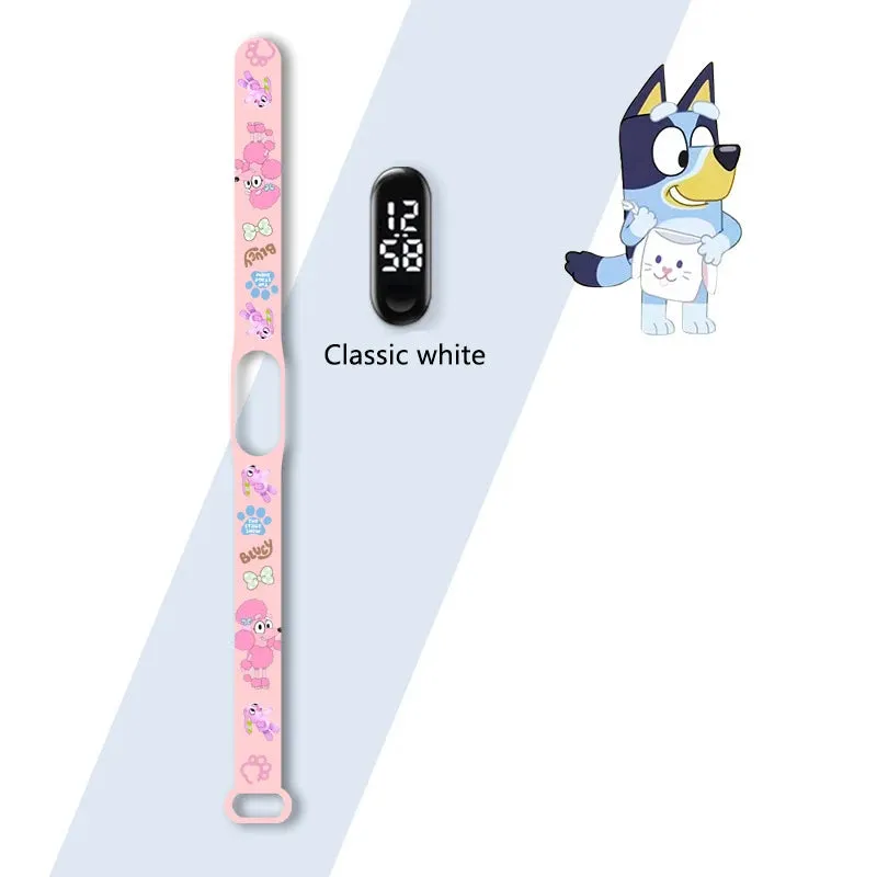 Bluey Kids' Watches Bingo Anime LED Luminous Watch Waterproof Electronic Sports Silicone Watch for Kids Birthday Gift