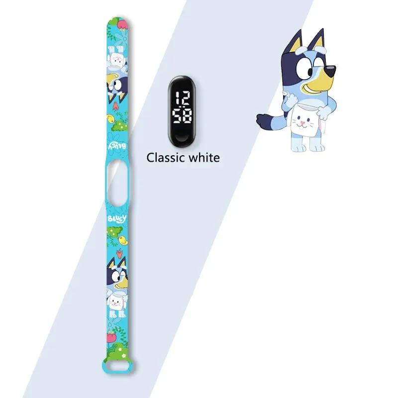 Bluey Kids' Watches Bingo Anime LED Luminous Watch Waterproof Electronic Sports Silicone Watch for Kids Birthday Gift