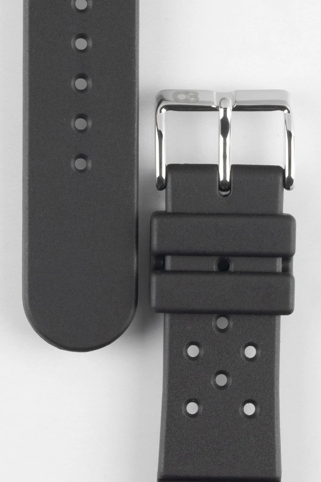 Bonetto Cinturini 284 Premium Rubber Sports Watch Strap in BLACK