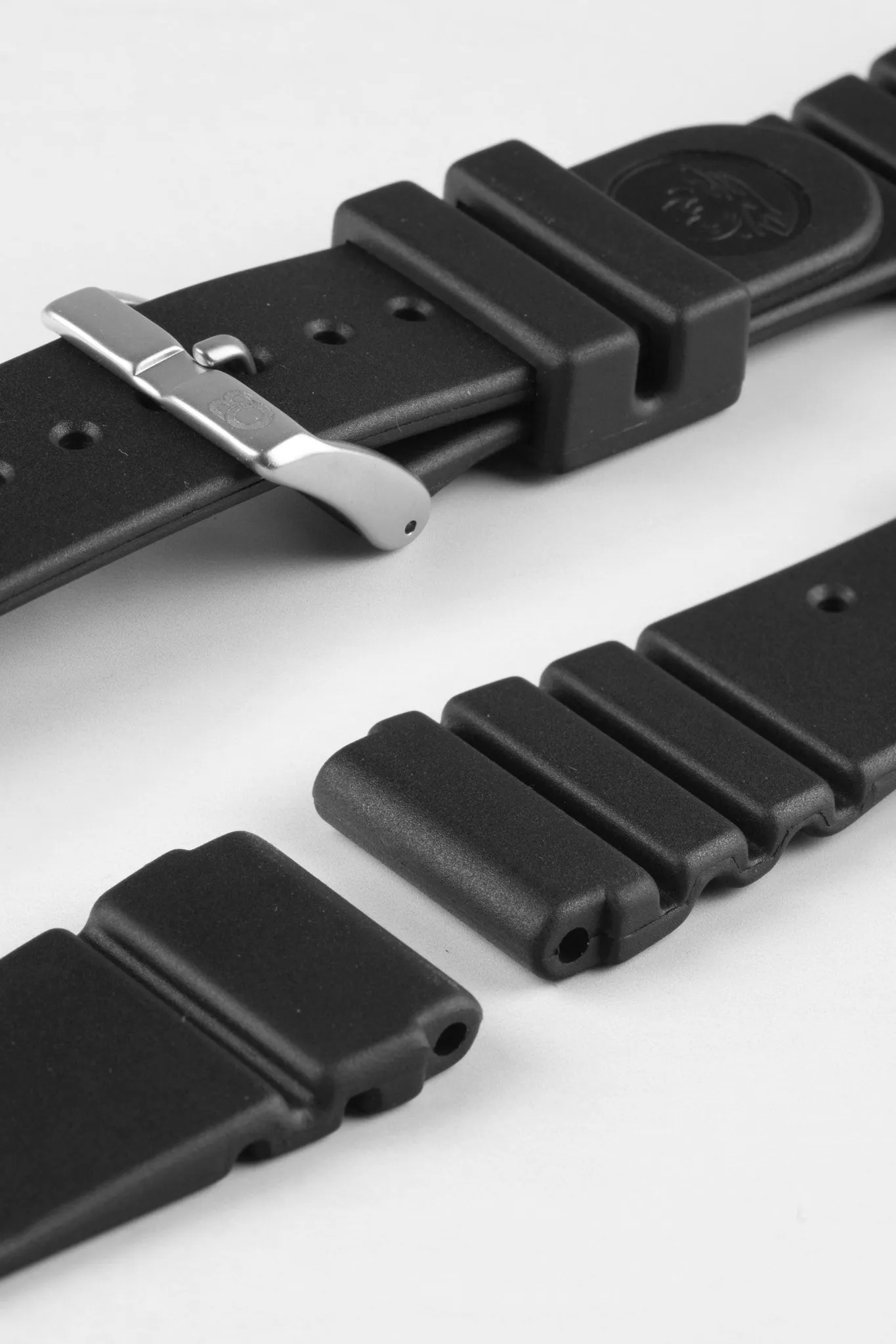 Bonetto Cinturini 284 Premium Rubber Sports Watch Strap in BLACK