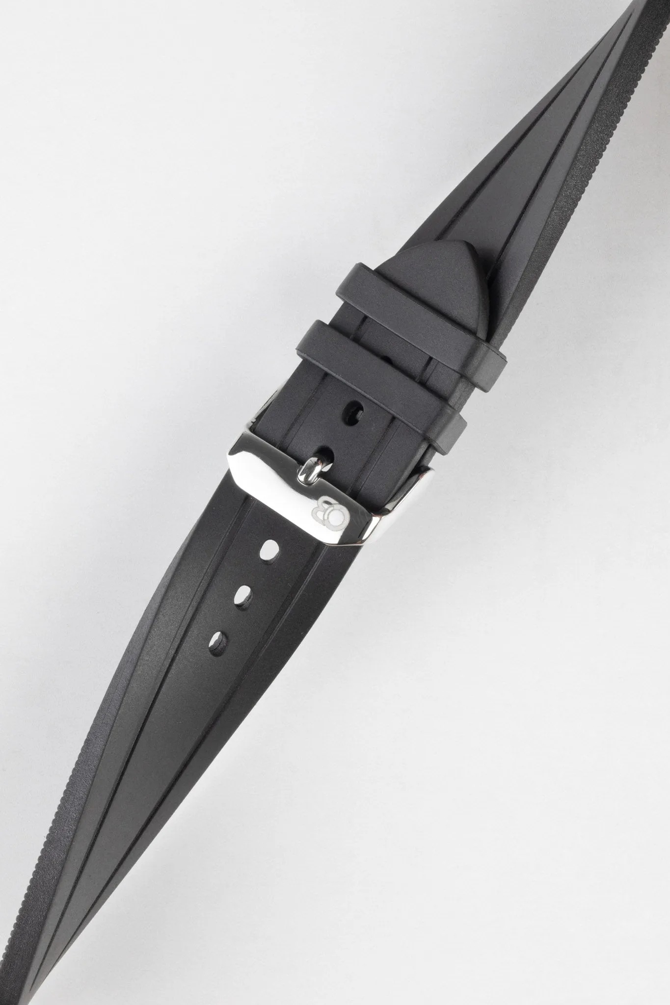 Bonetto Cinturini 319 Premium Rubber Sports Watch Strap in BLACK