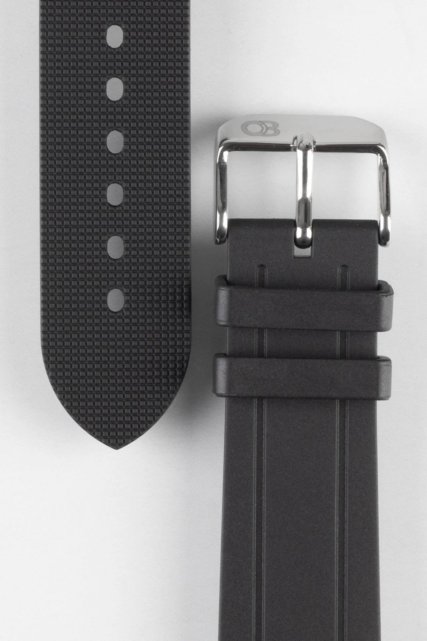 Bonetto Cinturini 319 Premium Rubber Sports Watch Strap in BLACK