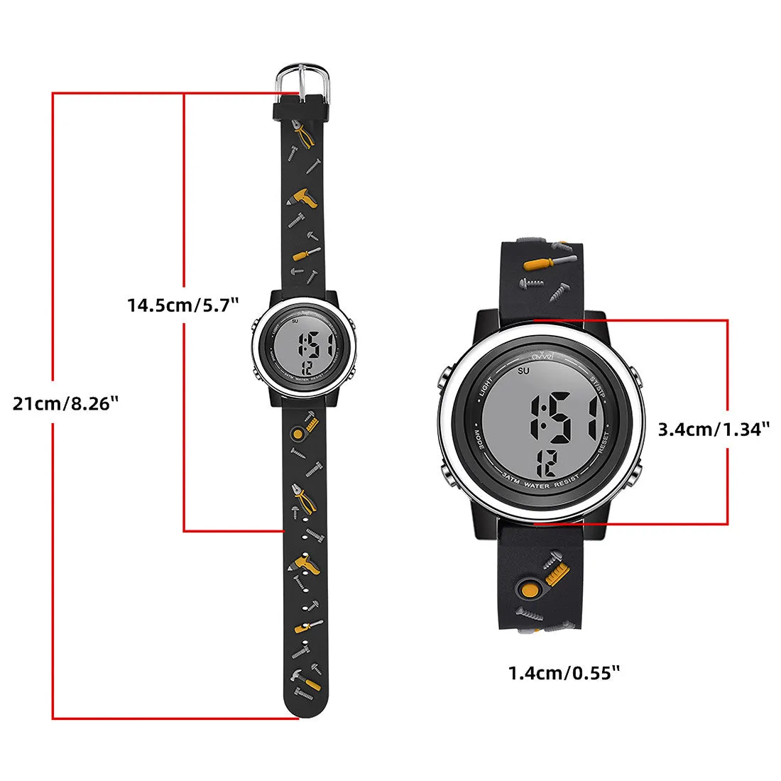 Boys Digital Sports Watch with many features - Tools
