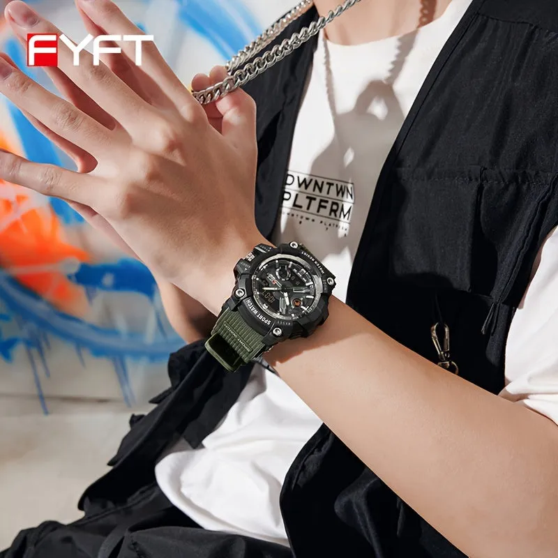Boy's Watch Contrasting Color Trend Multifunctional Dual Screen Outdoor Boy's Electronic Watch FS