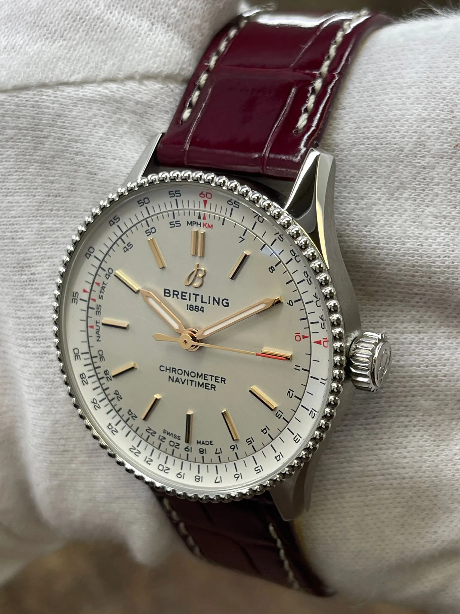 Breitling Navitimer 36mm A17327 White Dial Automatic Watch
