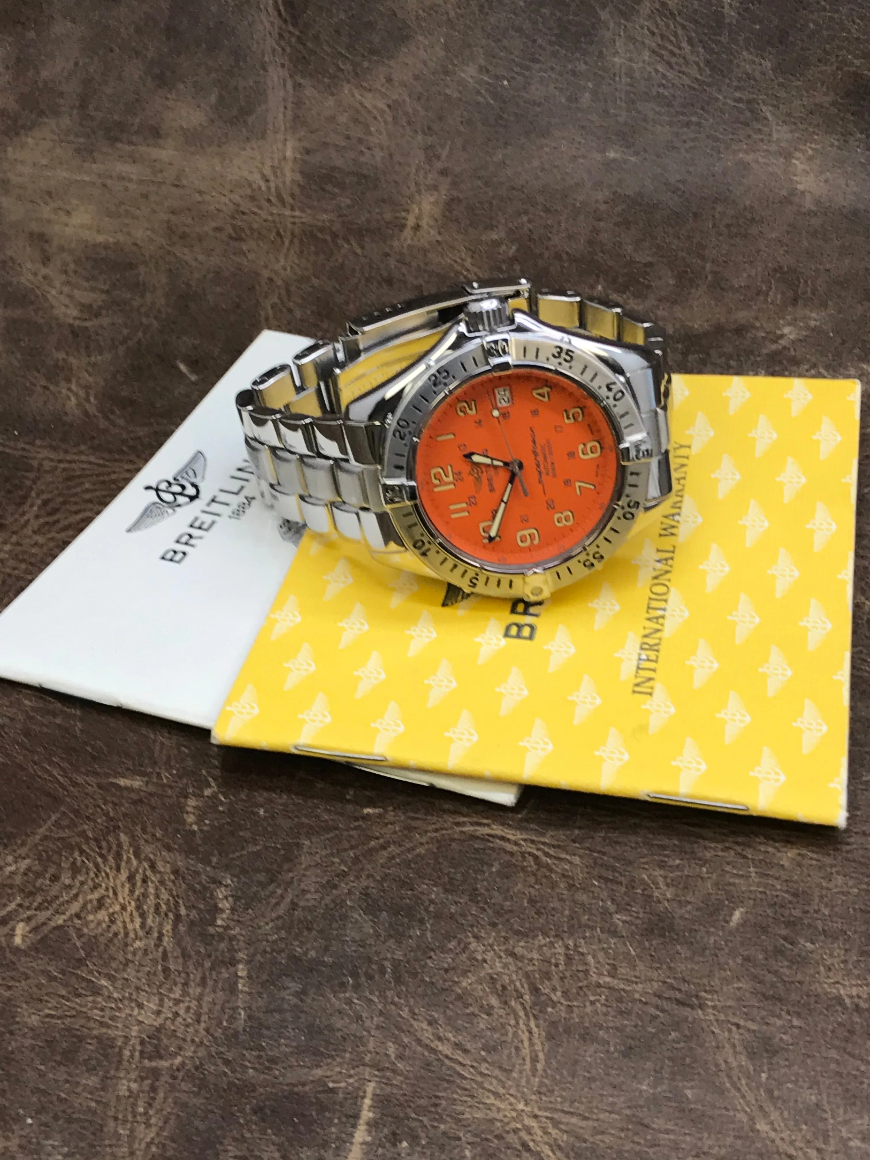 Breitling Superocean A17040 Orange Dial Automatic Men's Watch
