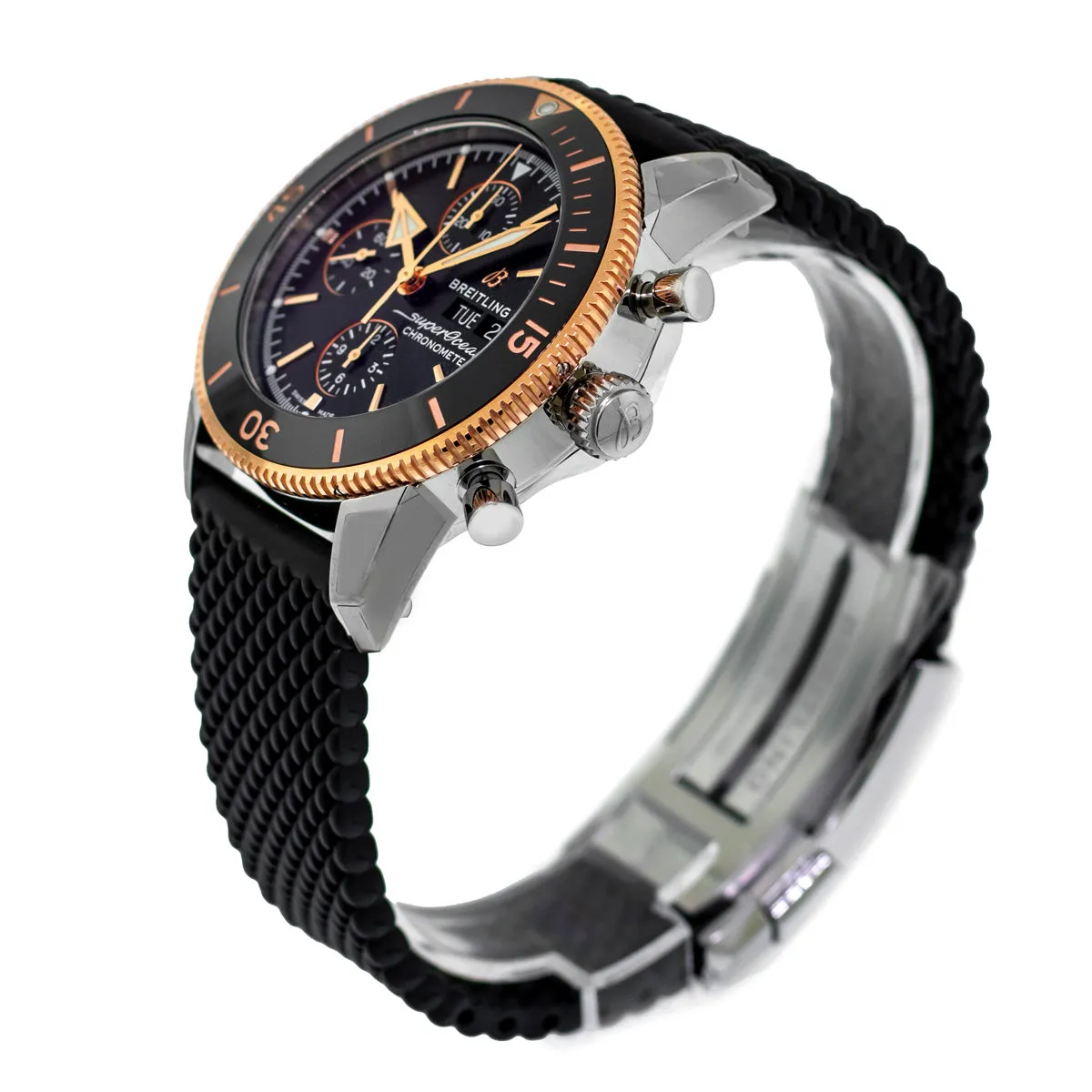 Breitling Superocean Heritage Chronograph 44mm Stainless Steel 18K Rose Gold Black Dial U13313