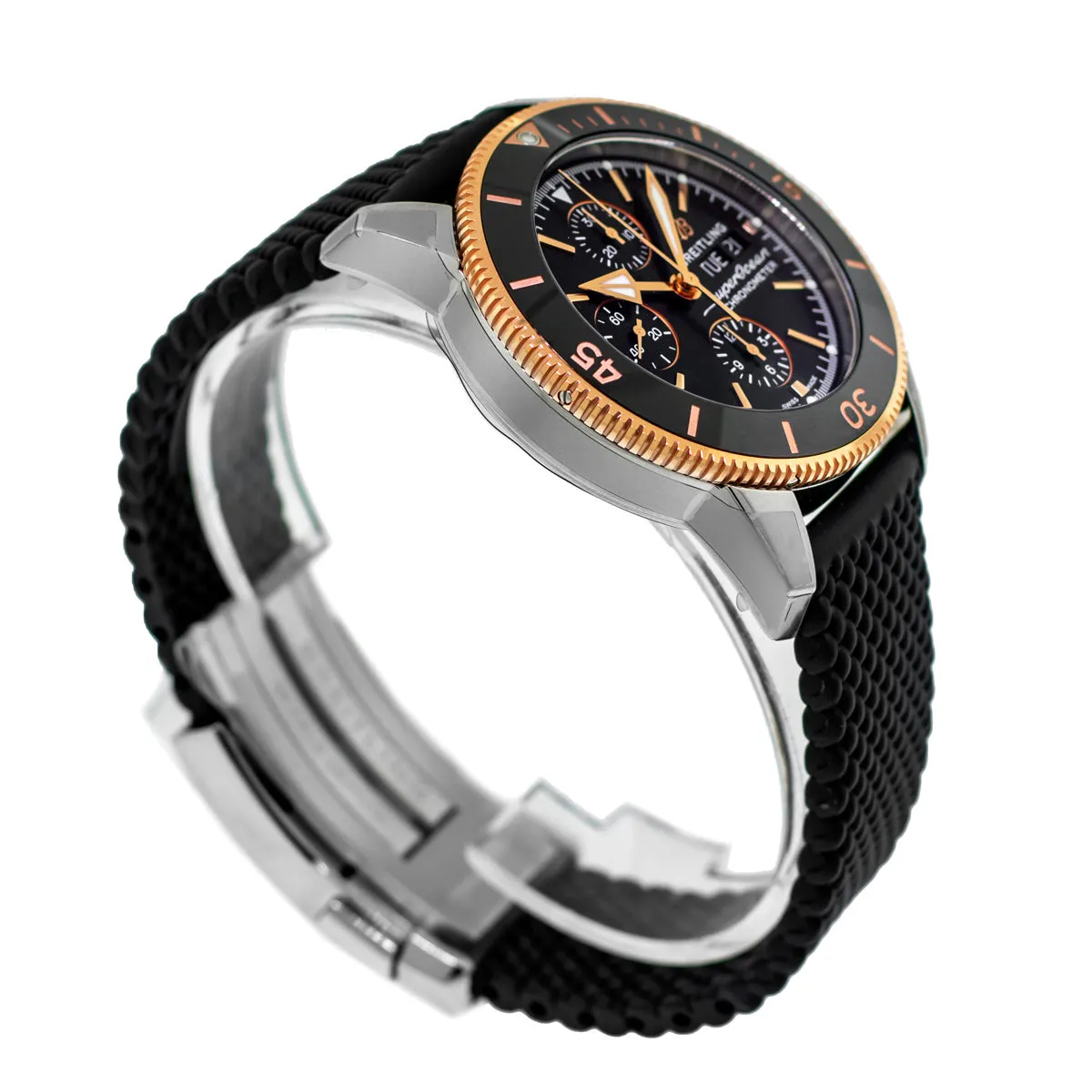 Breitling Superocean Heritage Chronograph 44mm Stainless Steel 18K Rose Gold Black Dial U13313