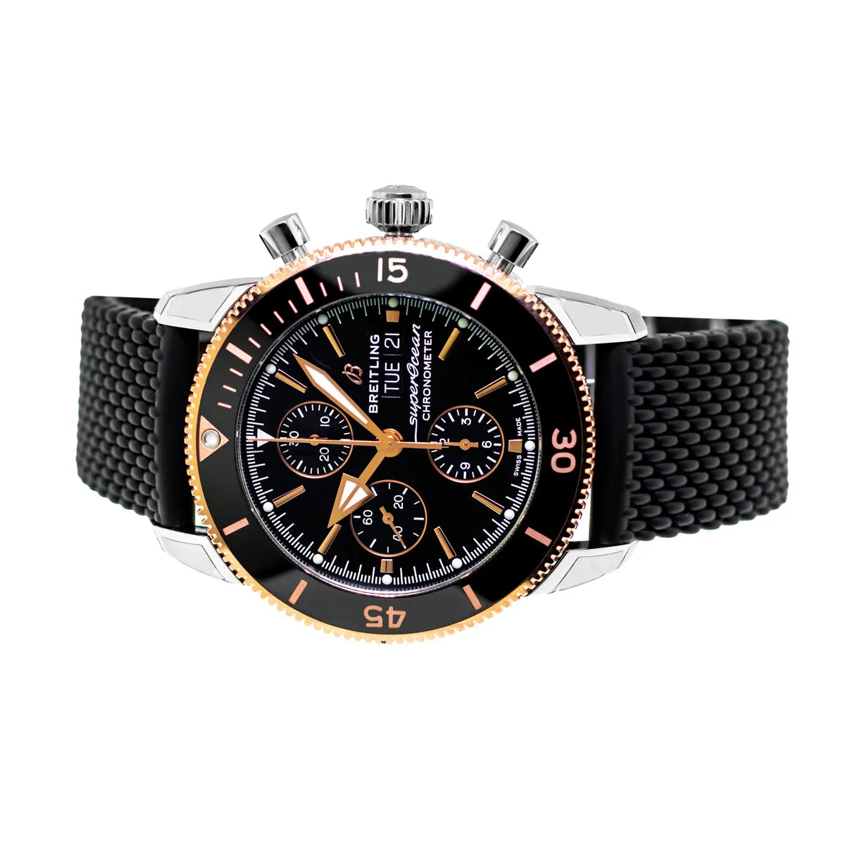 Breitling Superocean Heritage Chronograph 44mm Stainless Steel 18K Rose Gold Black Dial U13313