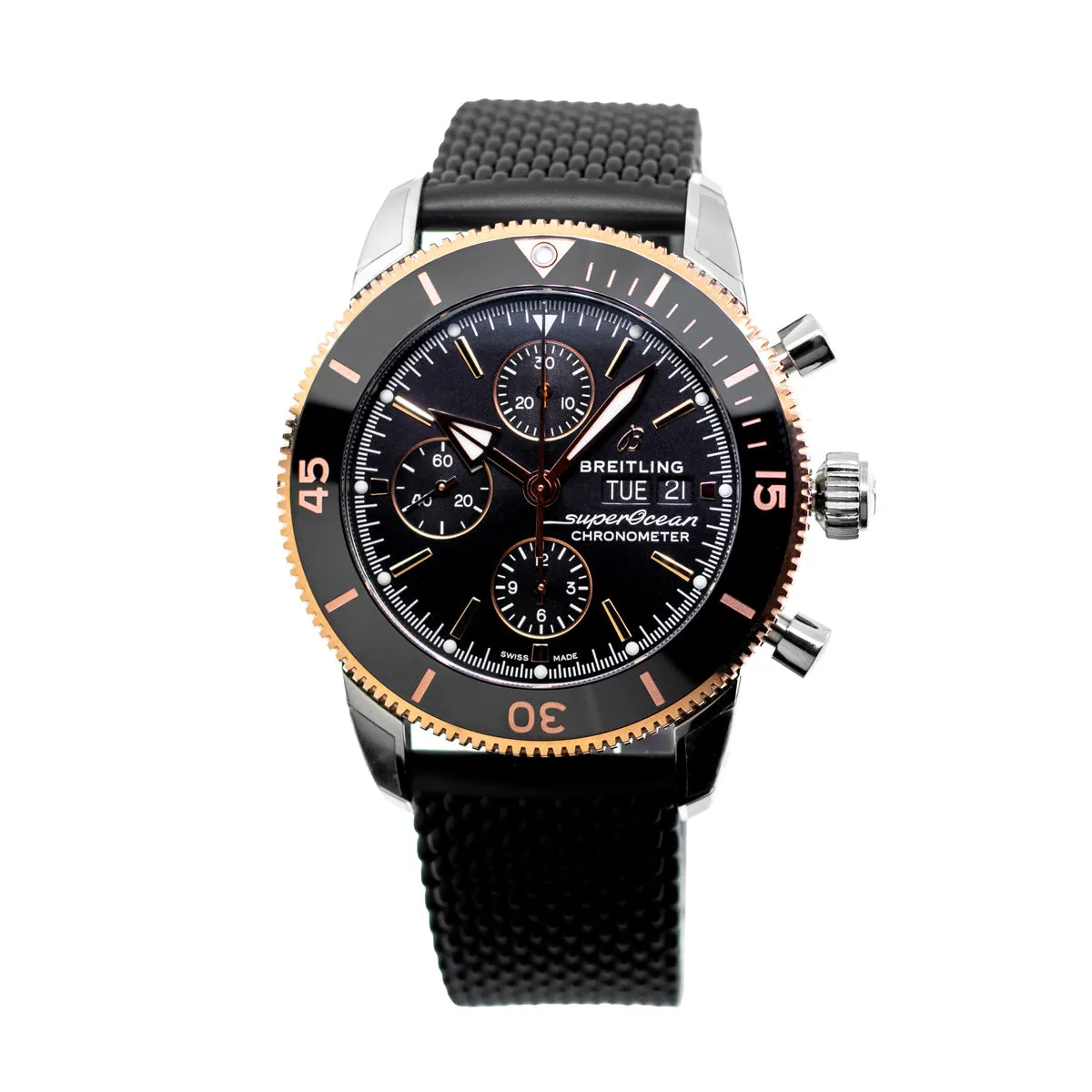 Breitling Superocean Heritage Chronograph 44mm Stainless Steel 18K Rose Gold Black Dial U13313