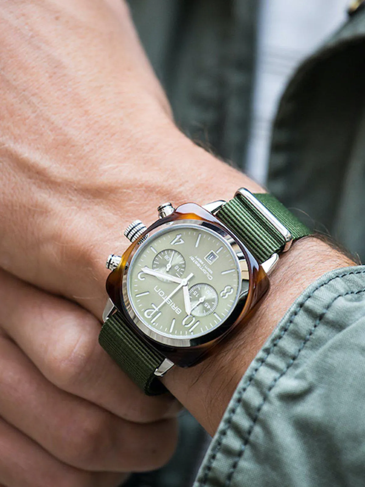 Briston Clubmaster Classic Acetate Chronograph Green Olive Sunray 40mm