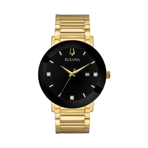 Bulova Futuro Mens Gold Tone Diamond and Black Dial Watch