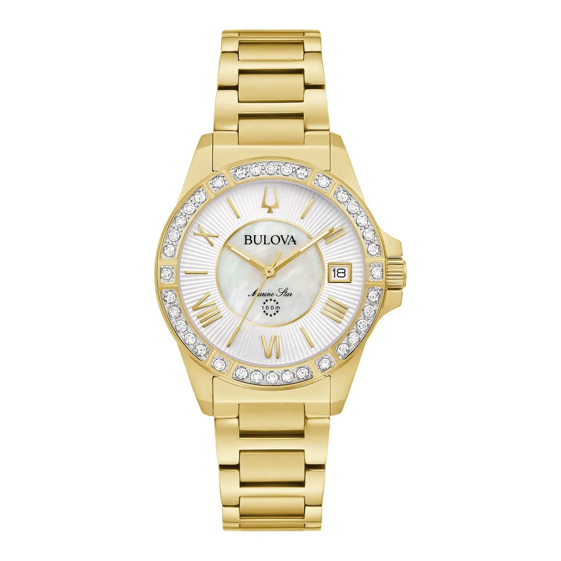 Bulova Marine Star Ladies Gold Tone Diamond and Mother of Pearl Dial Watch