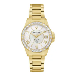Bulova Marine Star Ladies Gold Tone Diamond and Mother of Pearl Dial Watch
