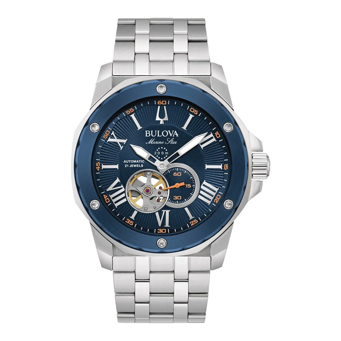 Bulova Marine Star Mens Automatic Stainless Steel Blue Dial Watch