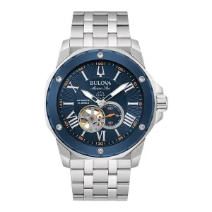 Bulova Marine Star Mens Automatic Stainless Steel Blue Dial Watch
