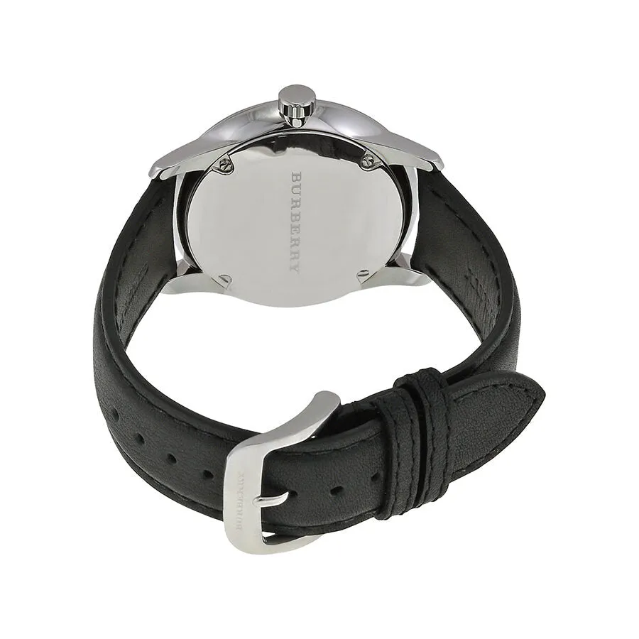 Burberry Classic Round Beige Dial Black Leather Men's Watch BU10000