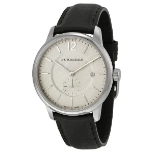 Burberry Classic Round Beige Dial Black Leather Men's Watch BU10000