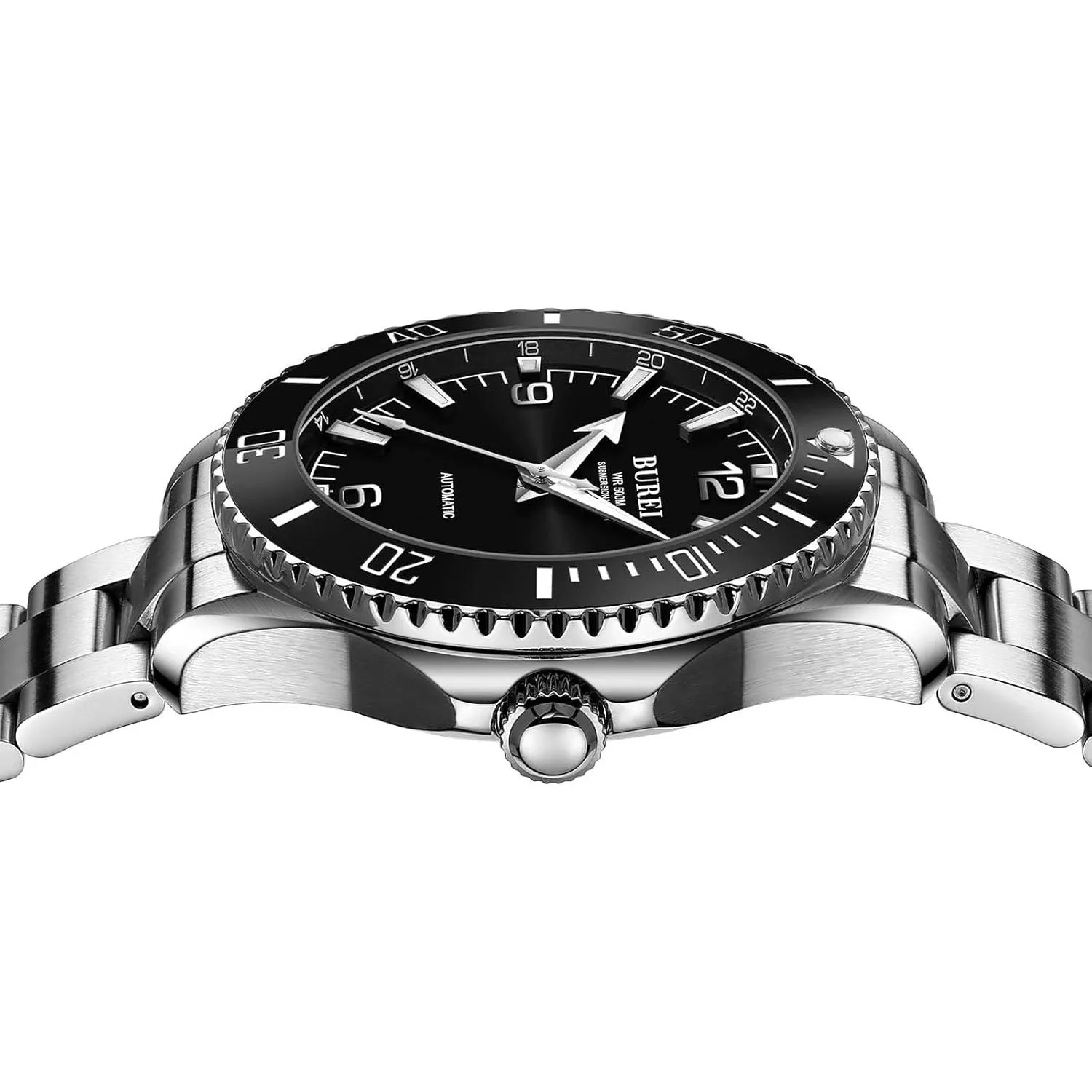 BUREI Dive Watches for Men Automatic Mechanical Stainless Steel 500M Waterproof Watch Luminous Luxury Dress Date Wrist Watches