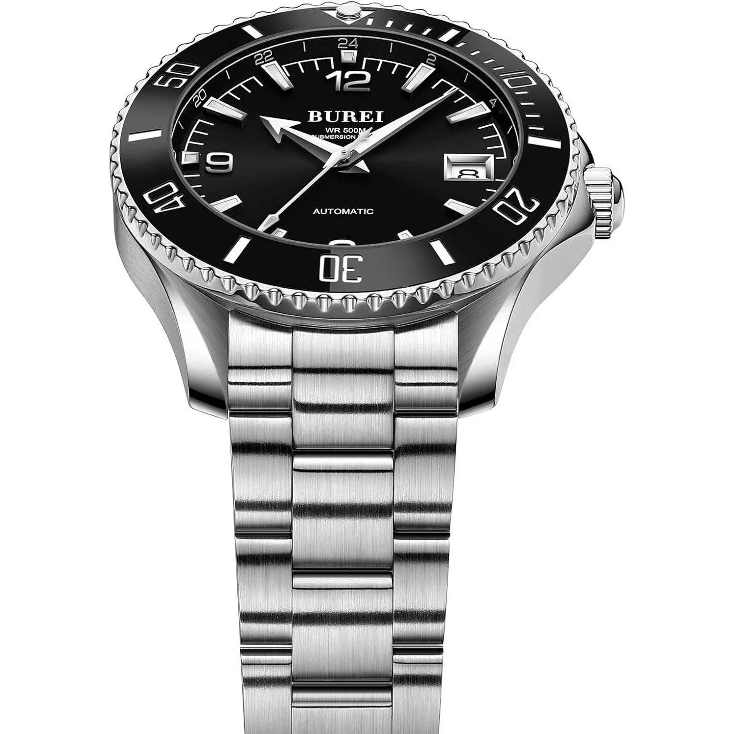 BUREI Dive Watches for Men Automatic Mechanical Stainless Steel 500M Waterproof Watch Luminous Luxury Dress Date Wrist Watches