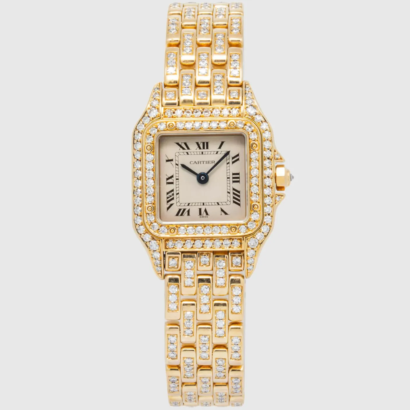 Cartier Panthere Diamond Watch - 18k Yellow Gold - Small Women's Model - 4.18ct