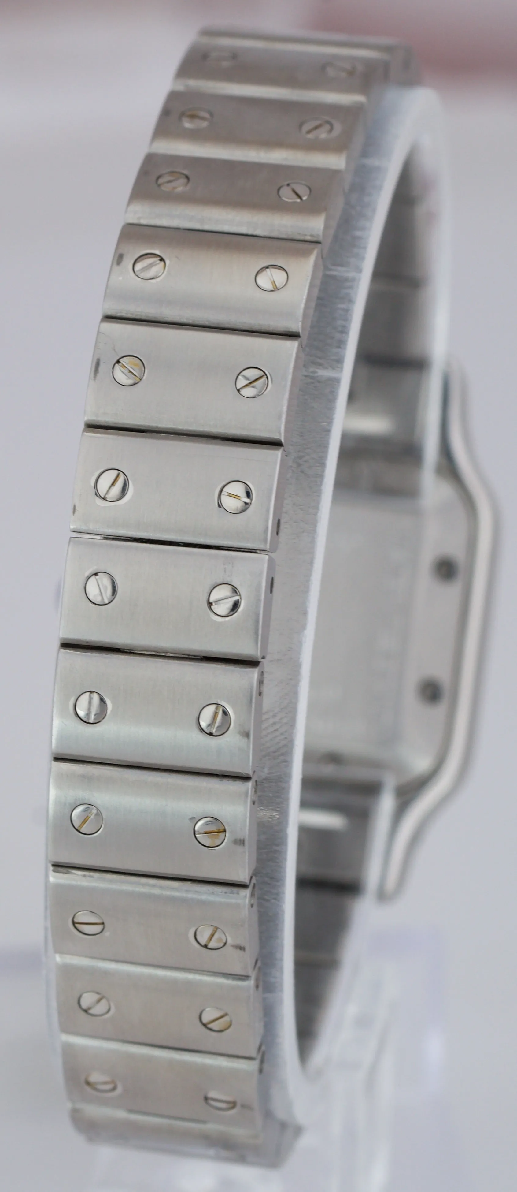 Cartier Santos Galbee Silver Guilloché 24mm Automatic Stainless Steel Watch 2423