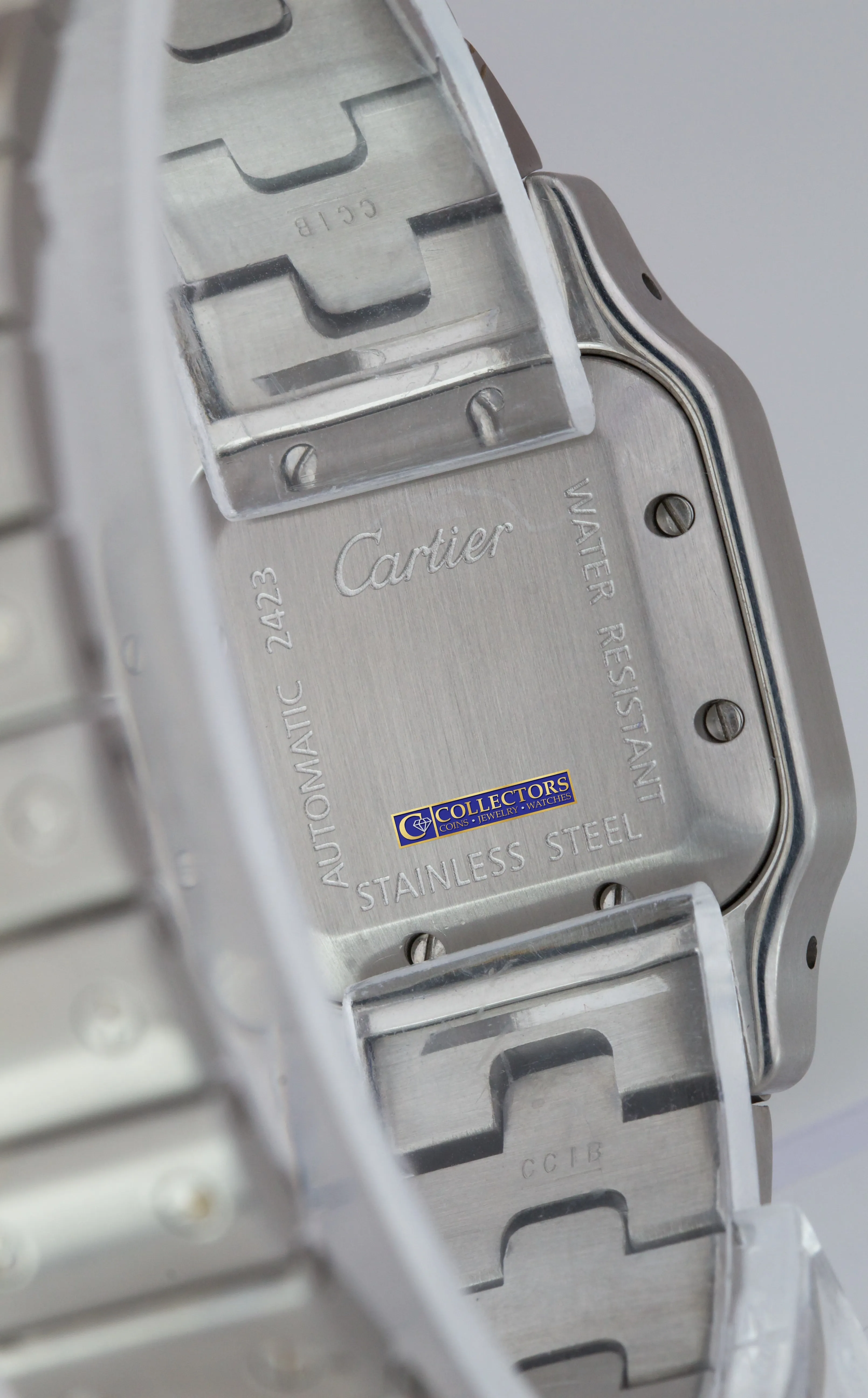 Cartier Santos Galbee Silver Guilloché 24mm Automatic Stainless Steel Watch 2423
